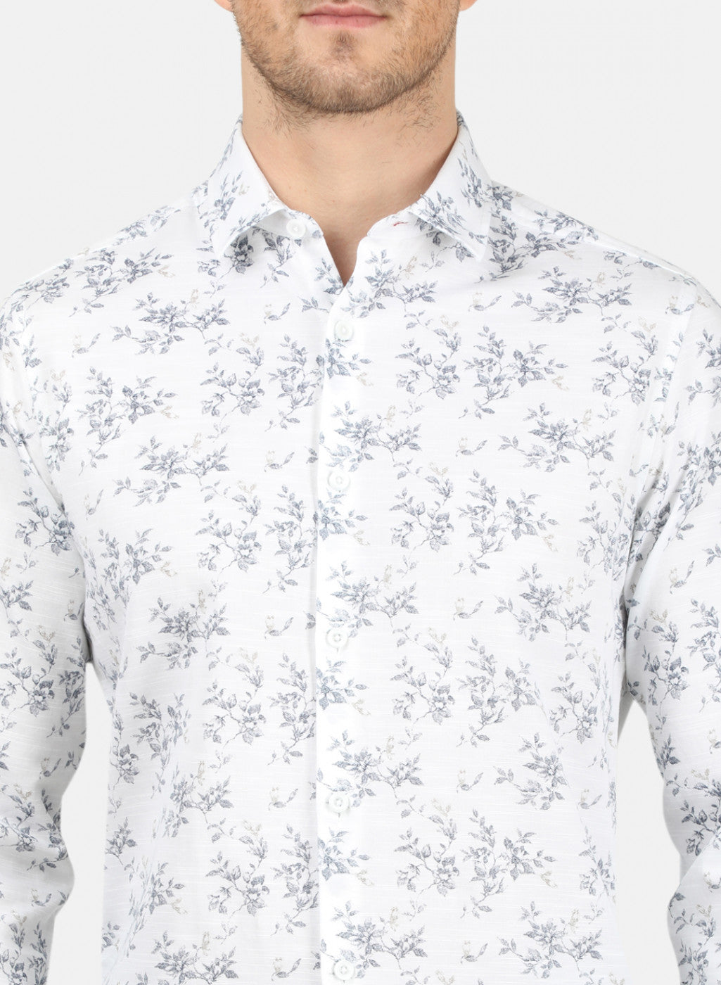 Mens White Printed Shirt