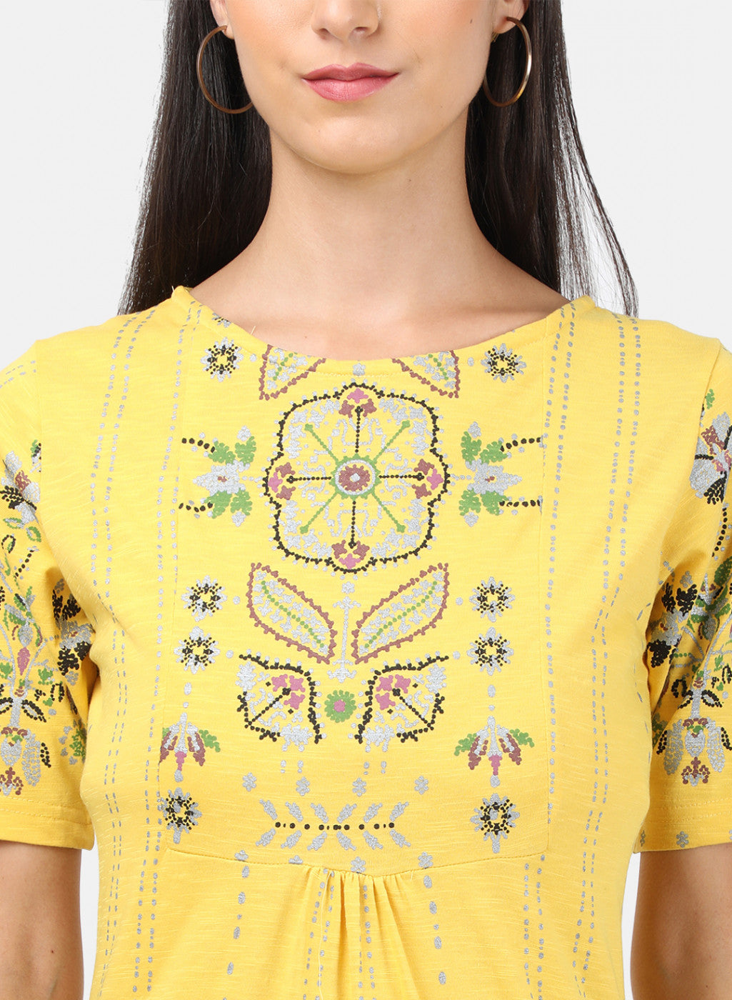 Womens Yellow & Grey Printed Lower Set