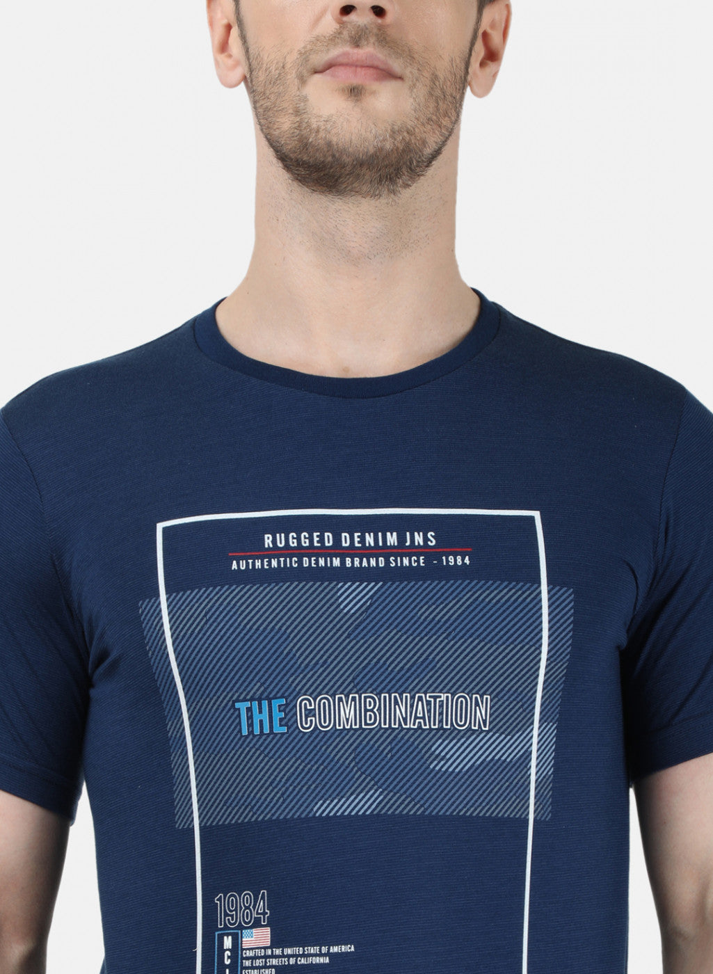 Mens Blue Printed T-Shirt