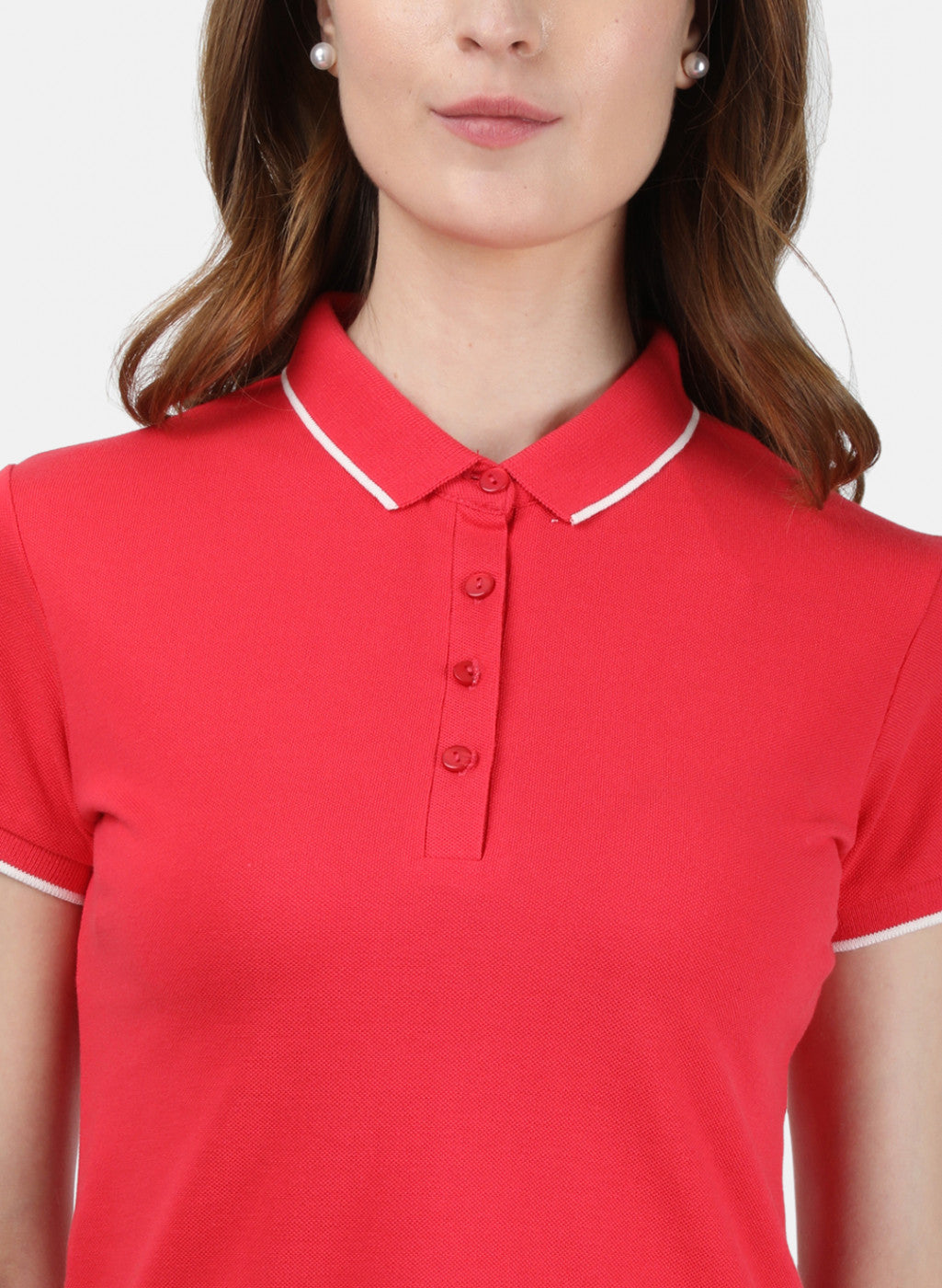 Womens Red Plain T-Shirt