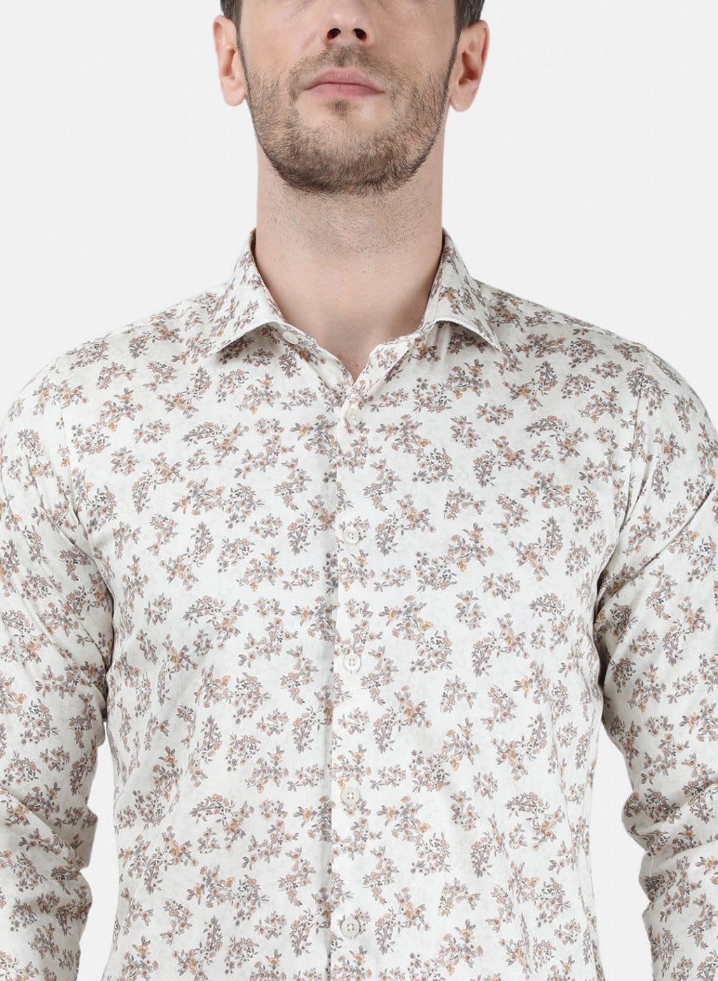 Mens Beige Printed Shirt