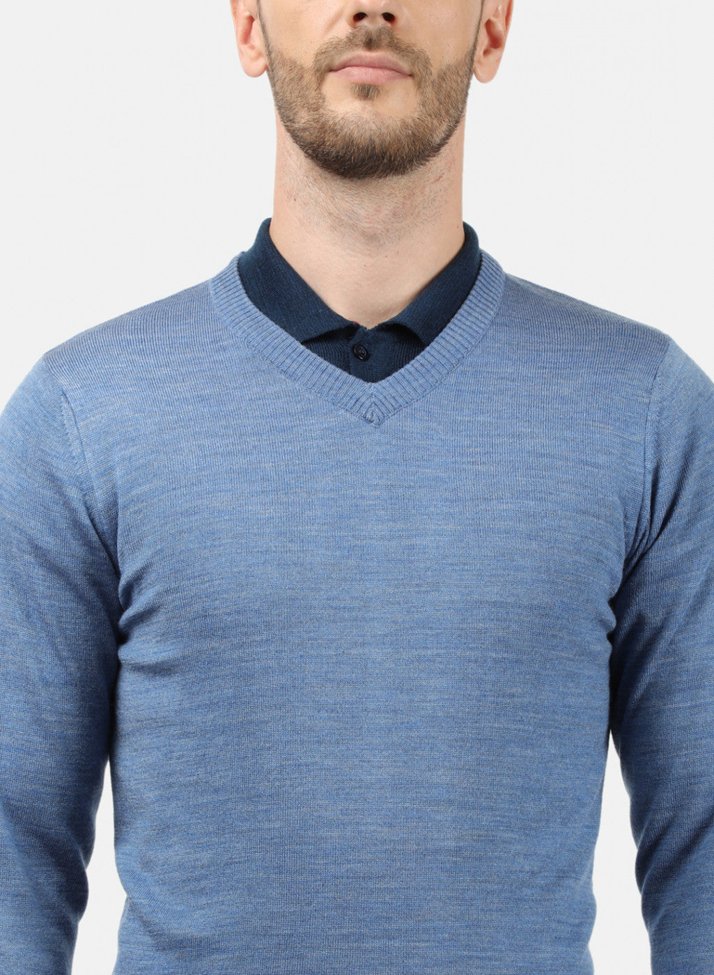 Men Blue Solid Pullover