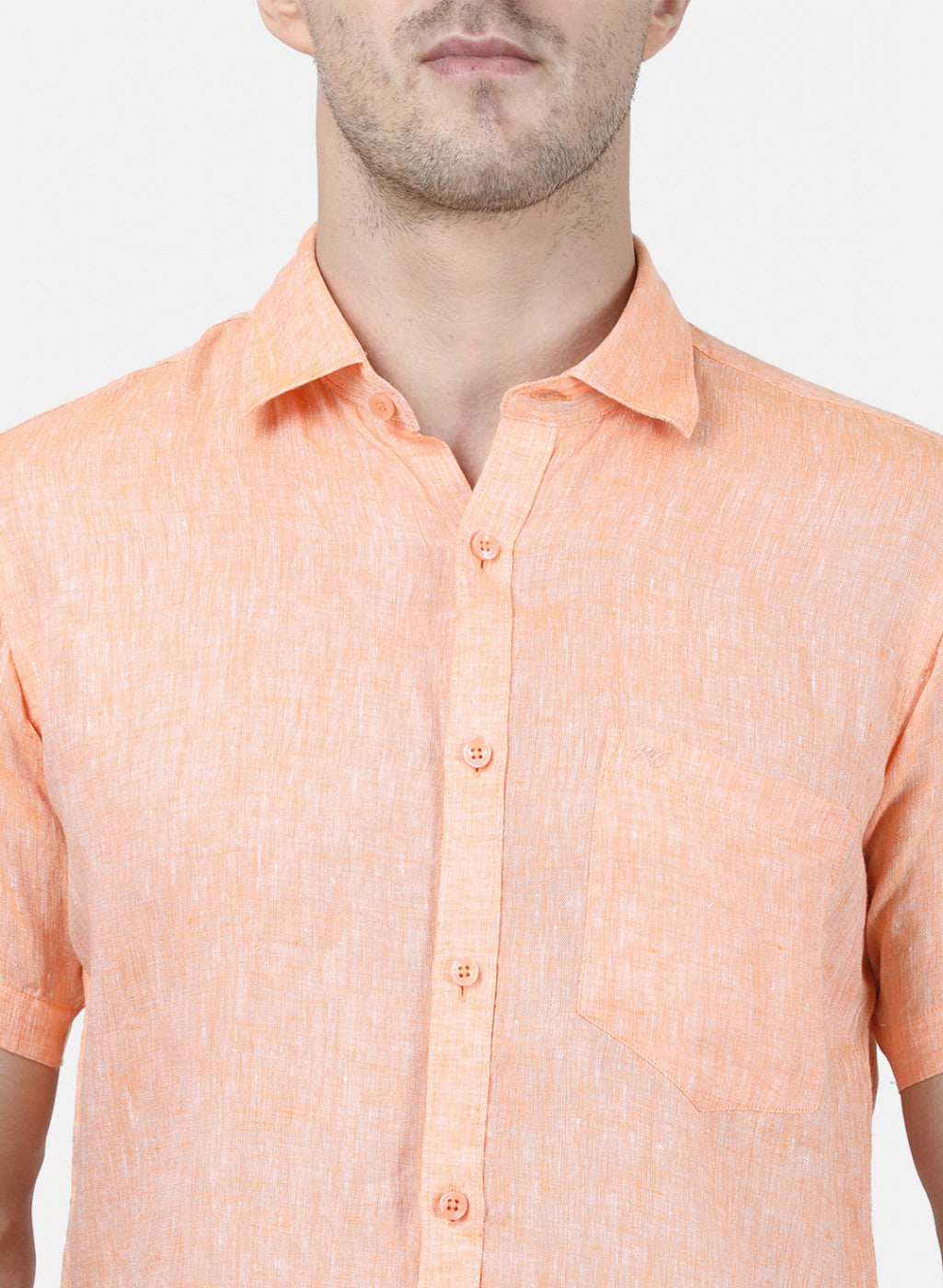 Mens Orange Solid Shirt