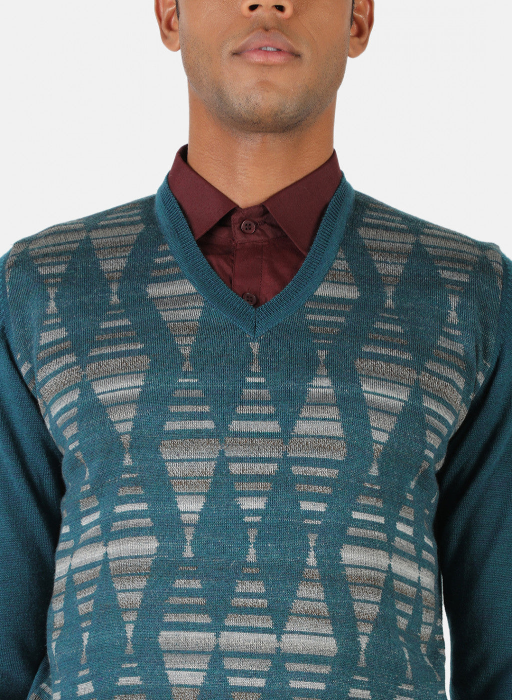 Men Sea Green Solid Pullover