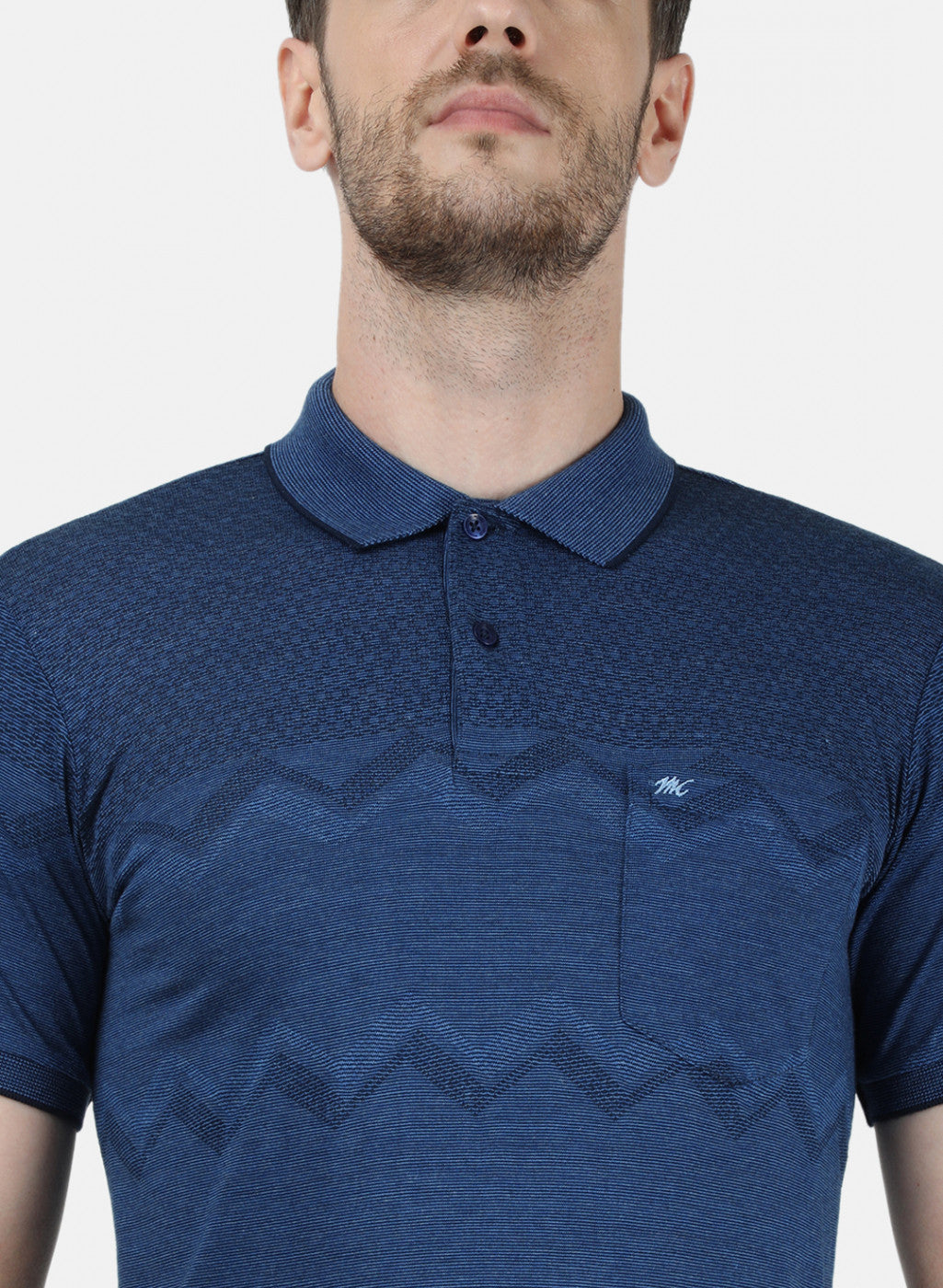 Mens NAvy Blue Stripe Collar T-Shirts
