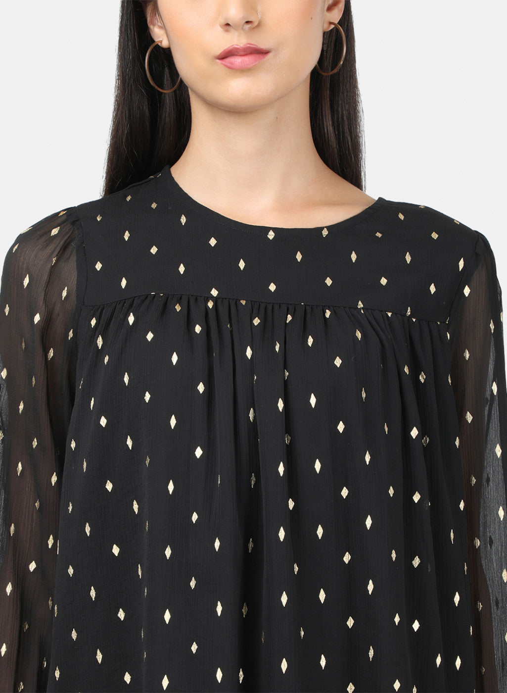 Womens Black Printed Top