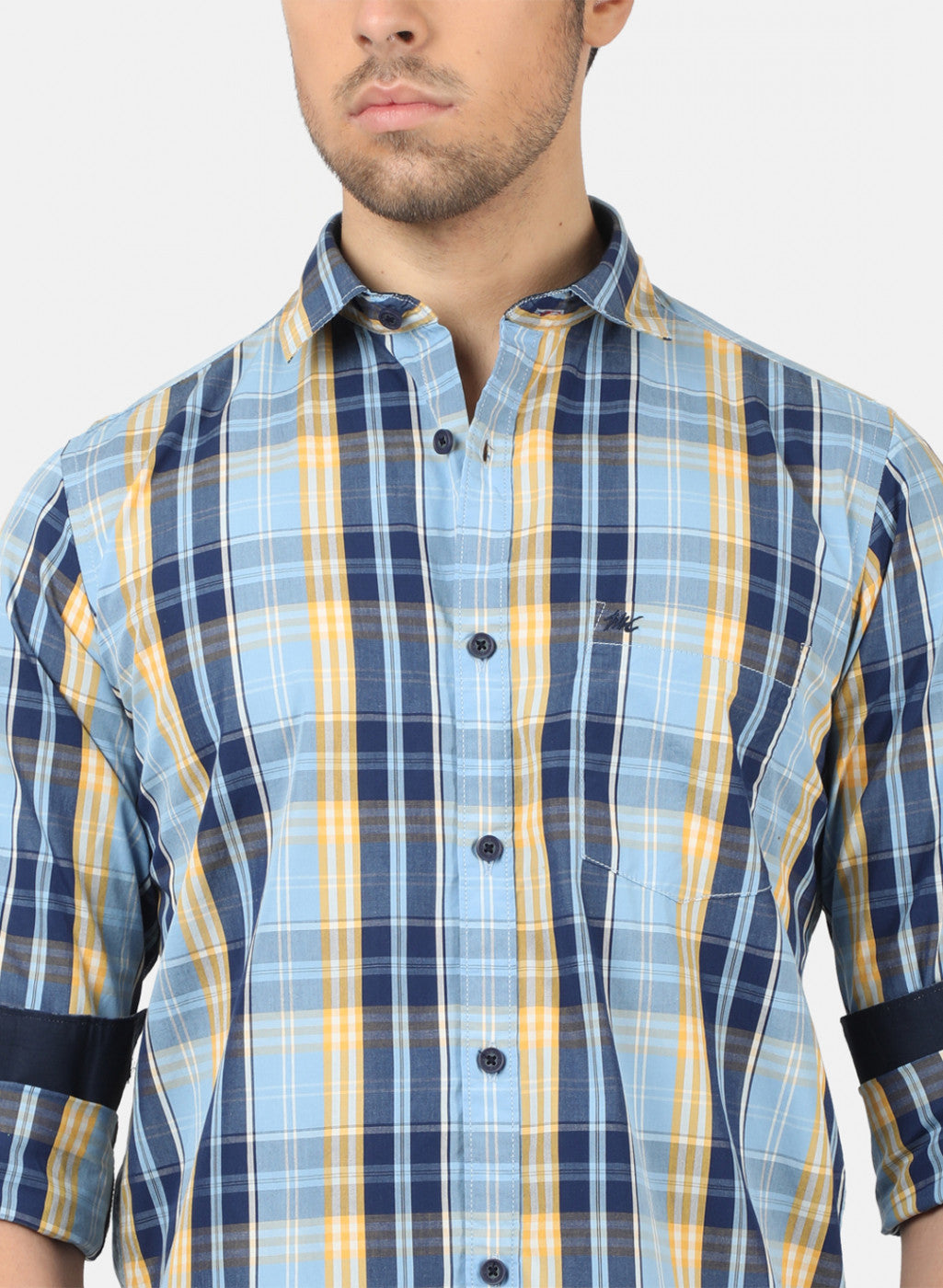 Men Blue Check Shirts