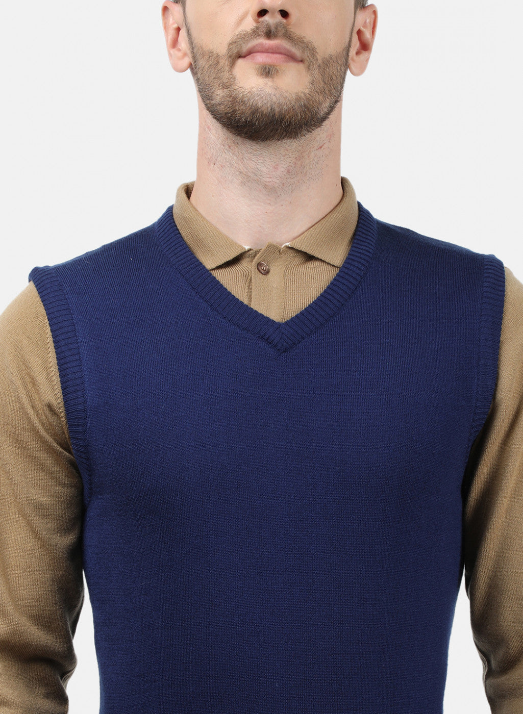 Men Blue Solid Sweater