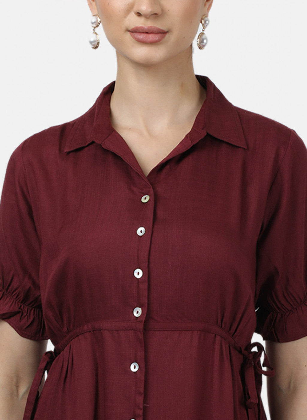 Womens Maroon Plain Top