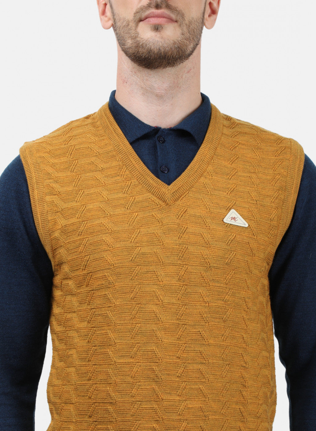 Men Gold Self Sweater