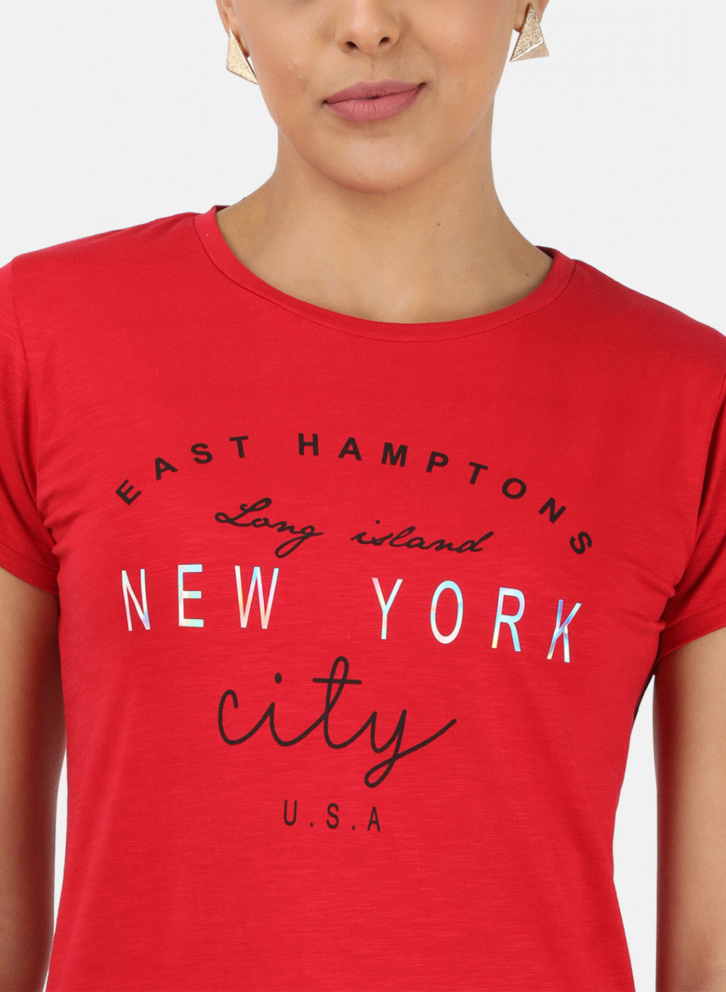 Womens Red Printed Top