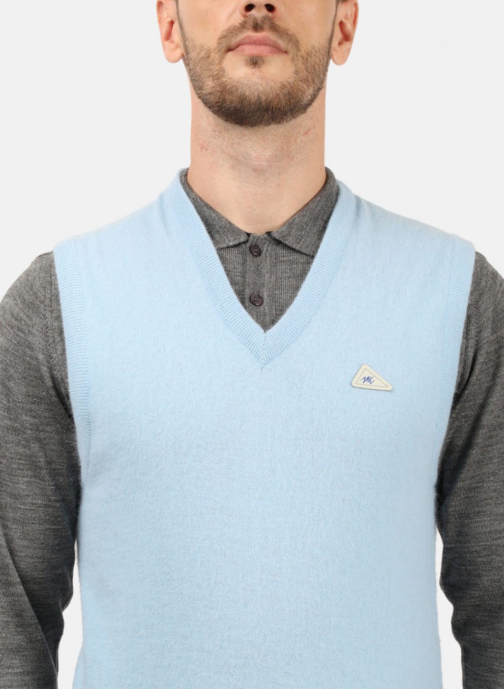 Men Sky Blue Solid Sweater