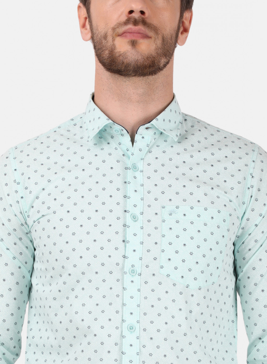 Mens Green Printed Shirt