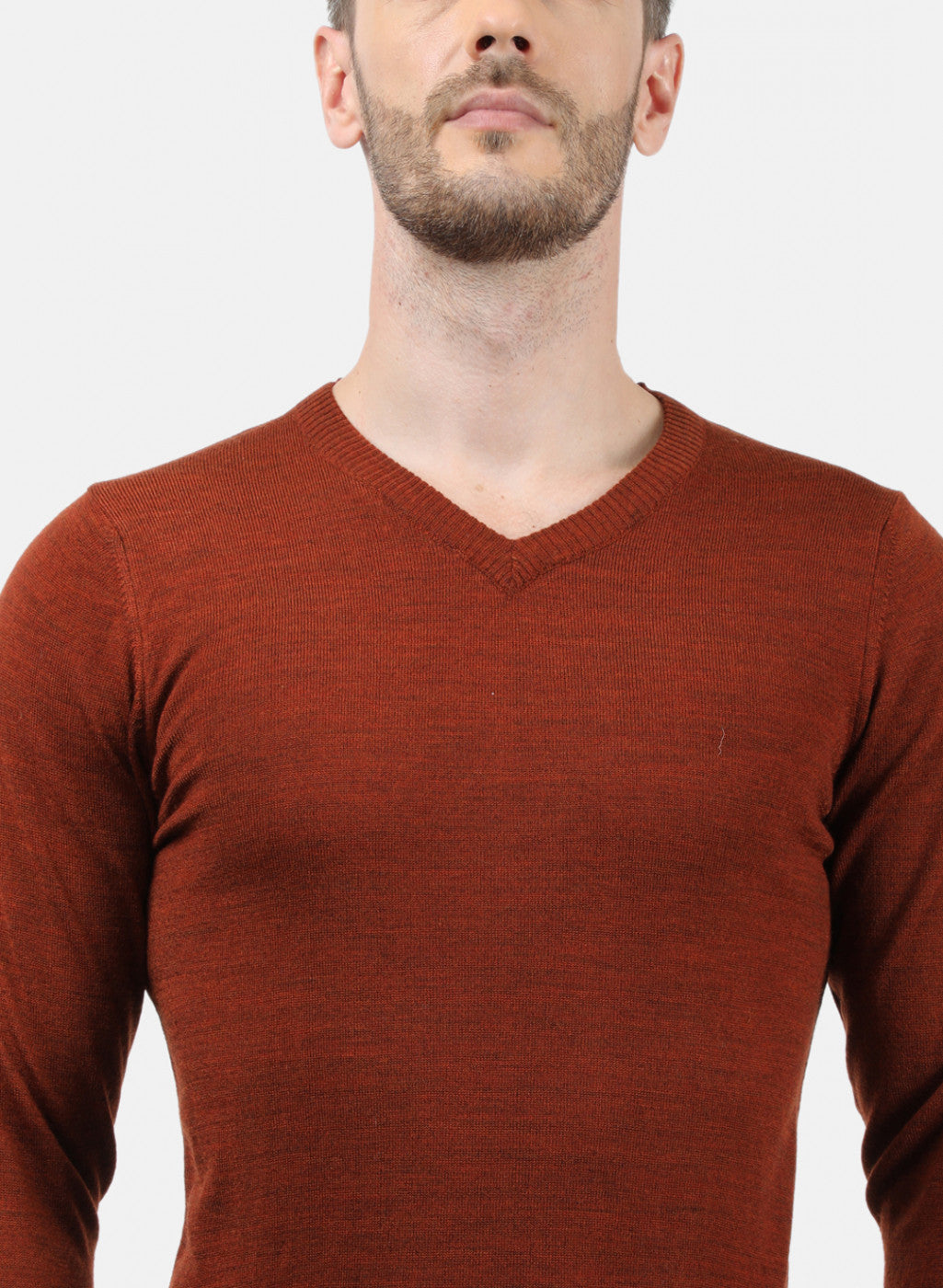 Men Brown Solid Pullover