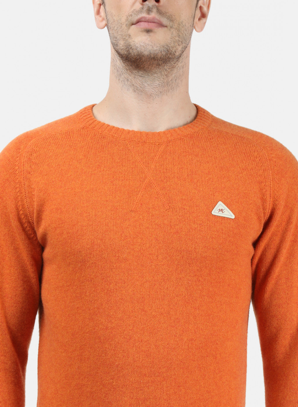 Men Orange Solid Pullover