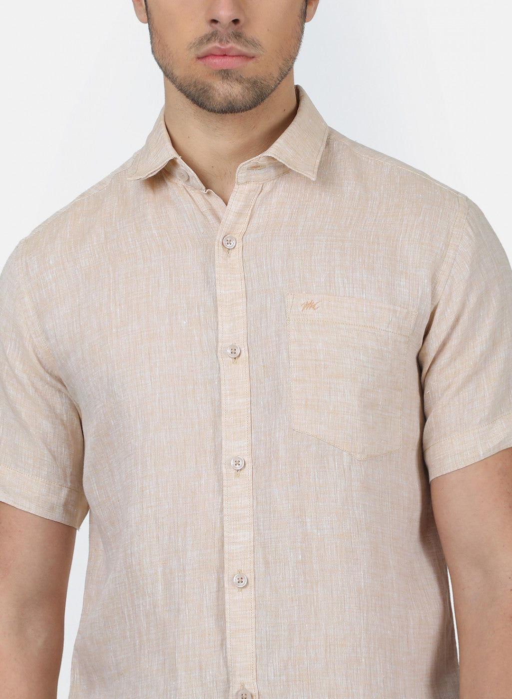 Men Beige Solid Shirts