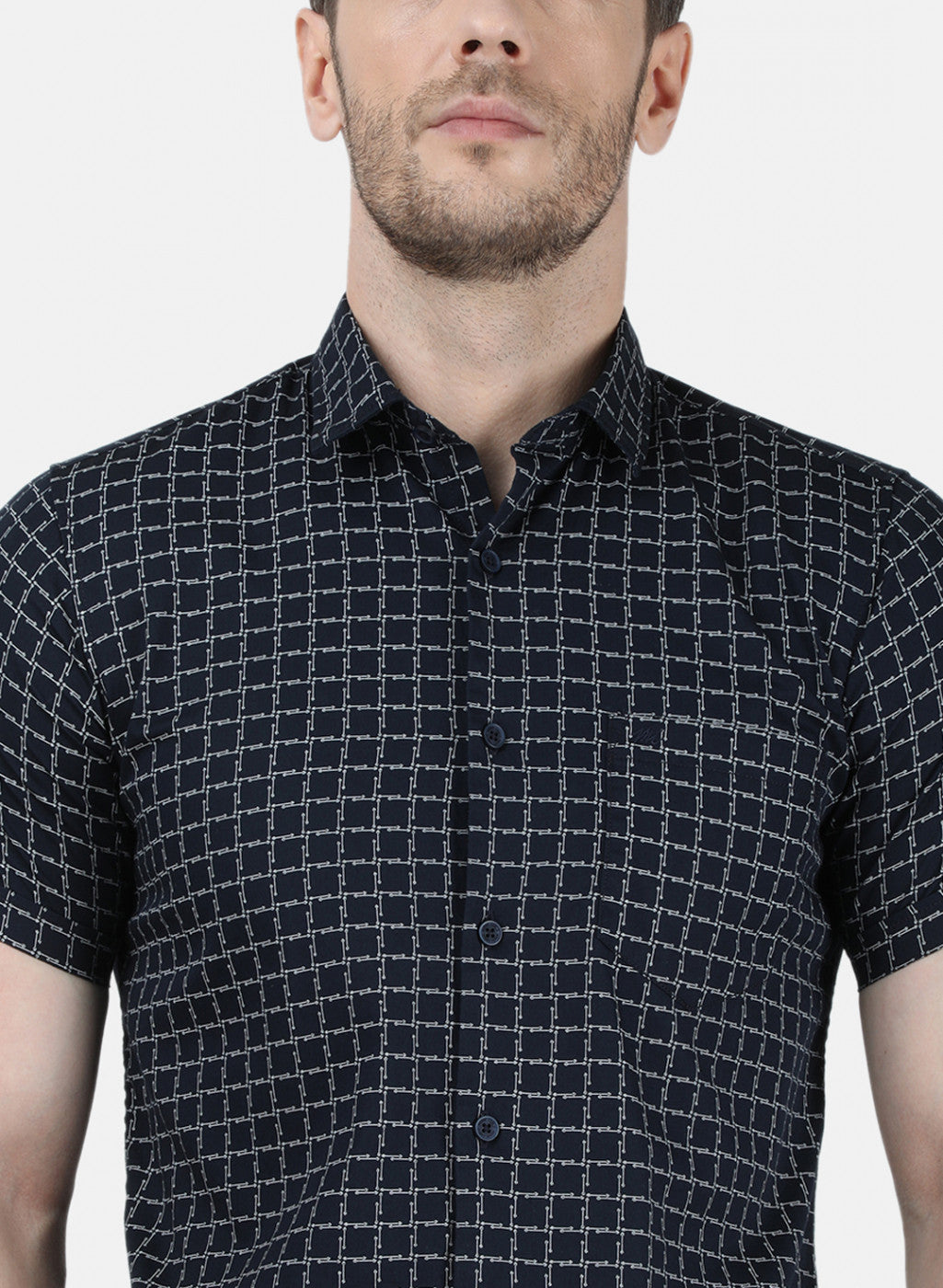 Mens NAvy Blue Printed Shirt