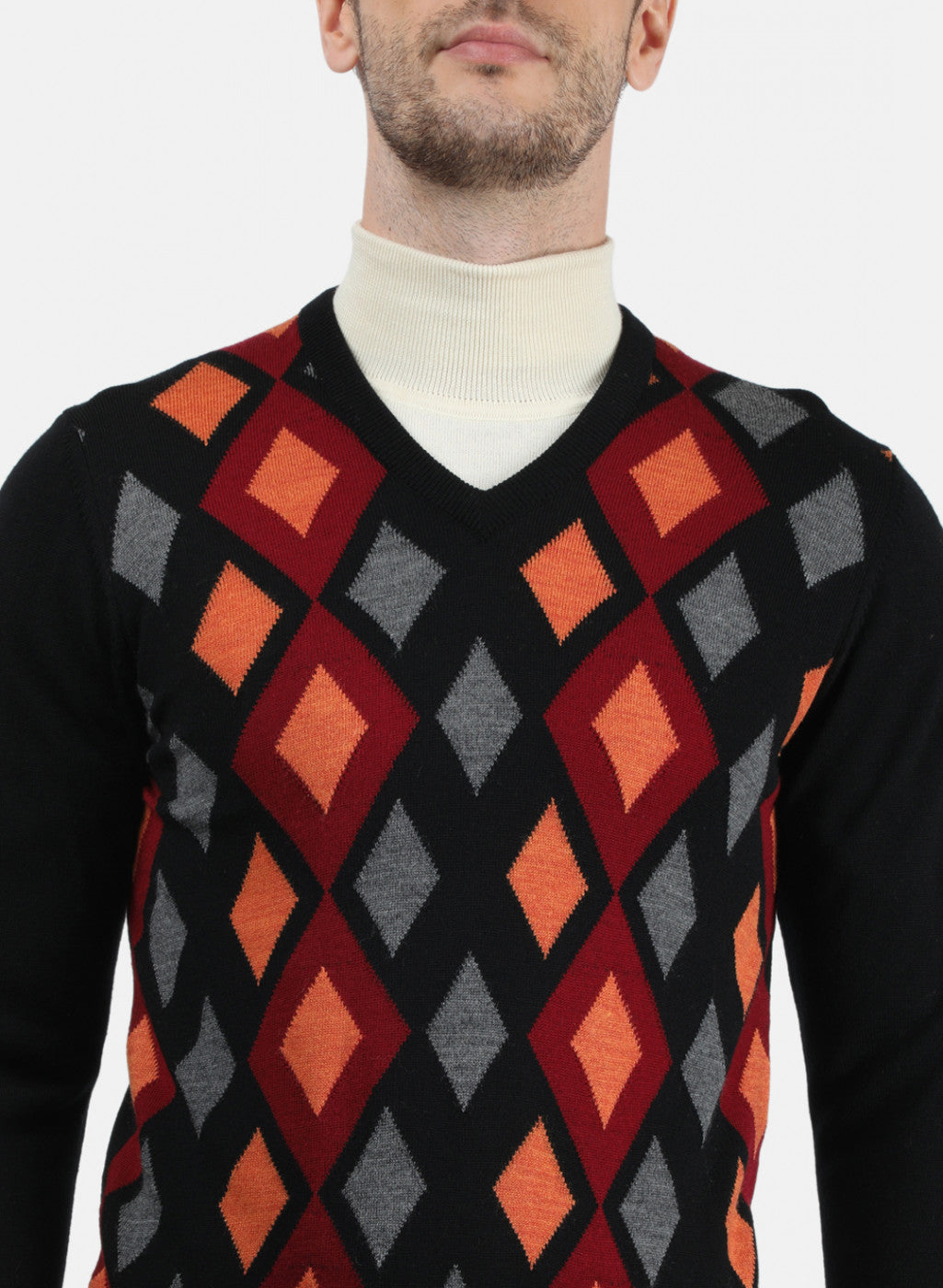 Men Black & Grey Solid Pullover