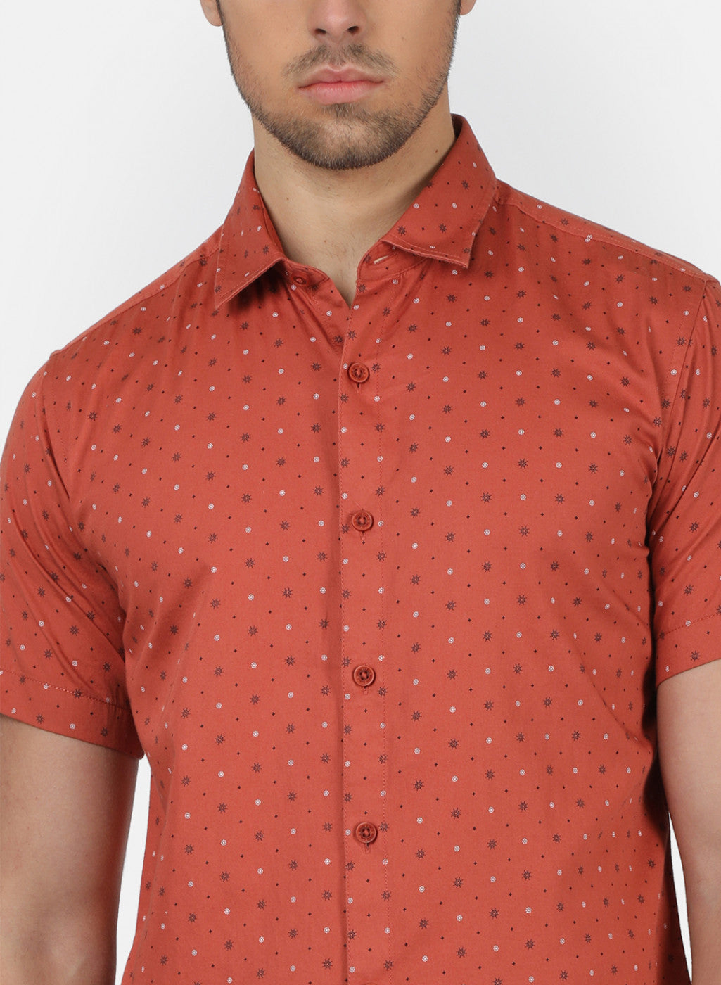 Men Orange Printed Shirts