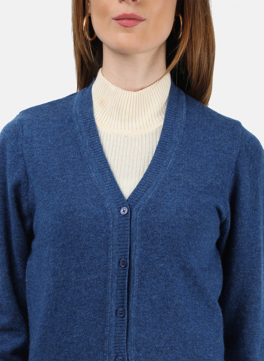 Women Blue Solid Cardigan