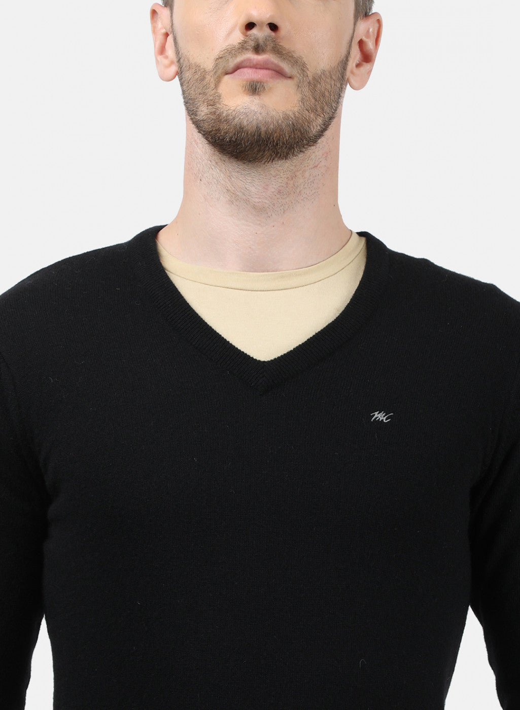 Men Black Solid Pullover