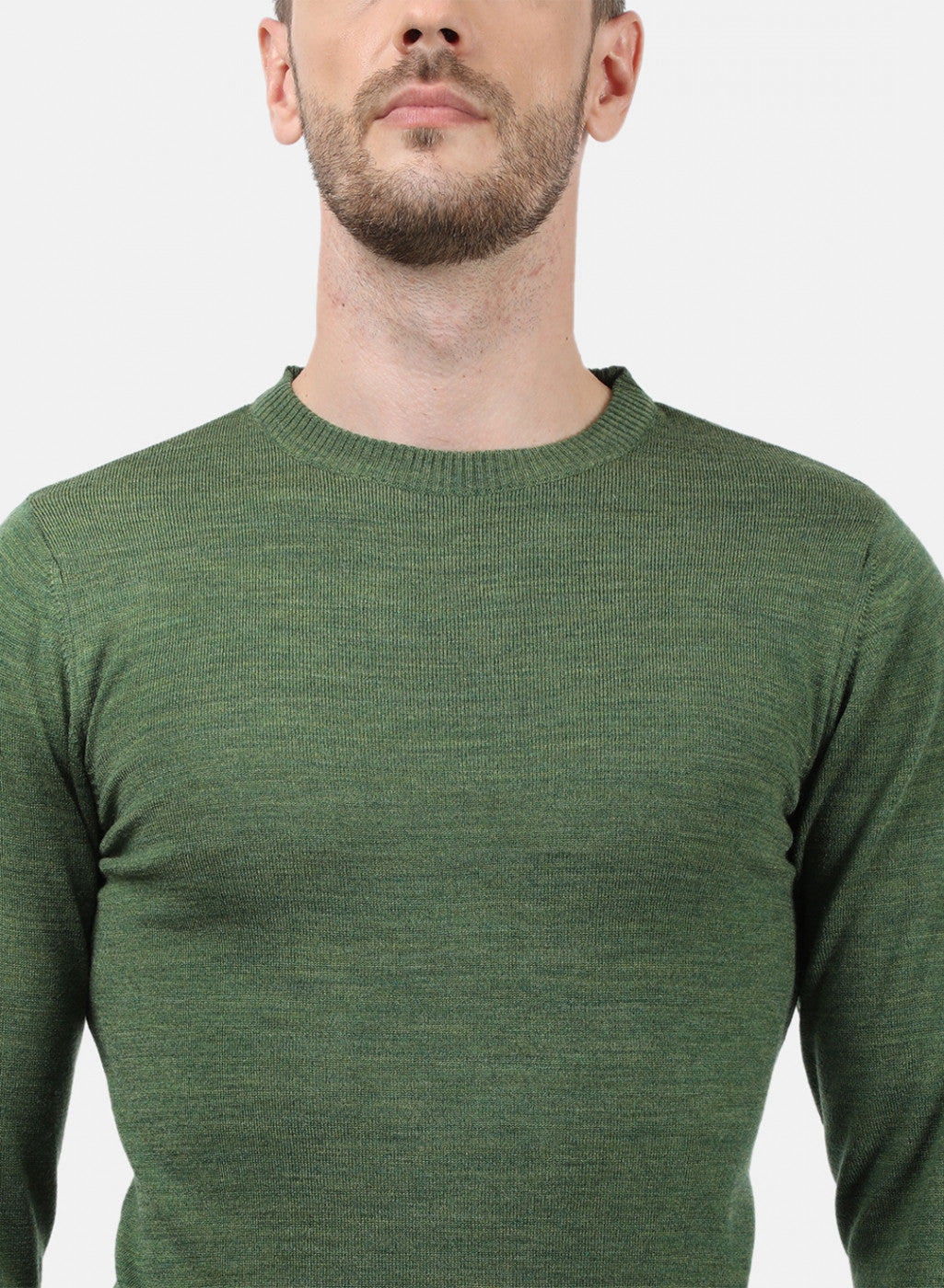 Men Olive Solid Pullover