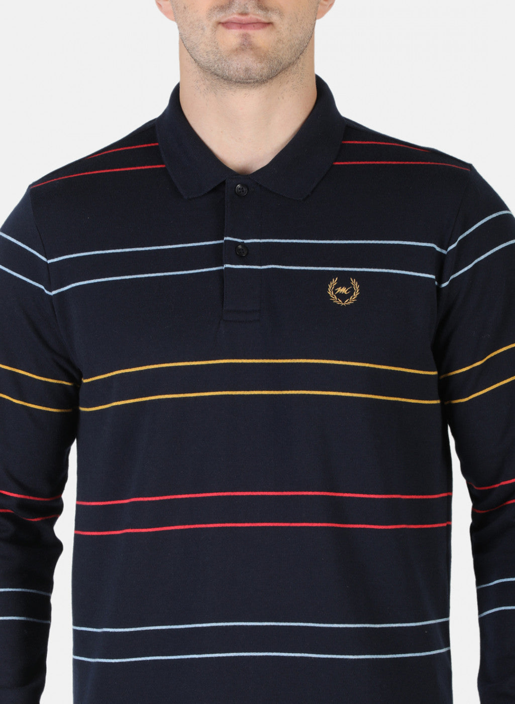 Men NAvy Blue Stripe T-Shirt