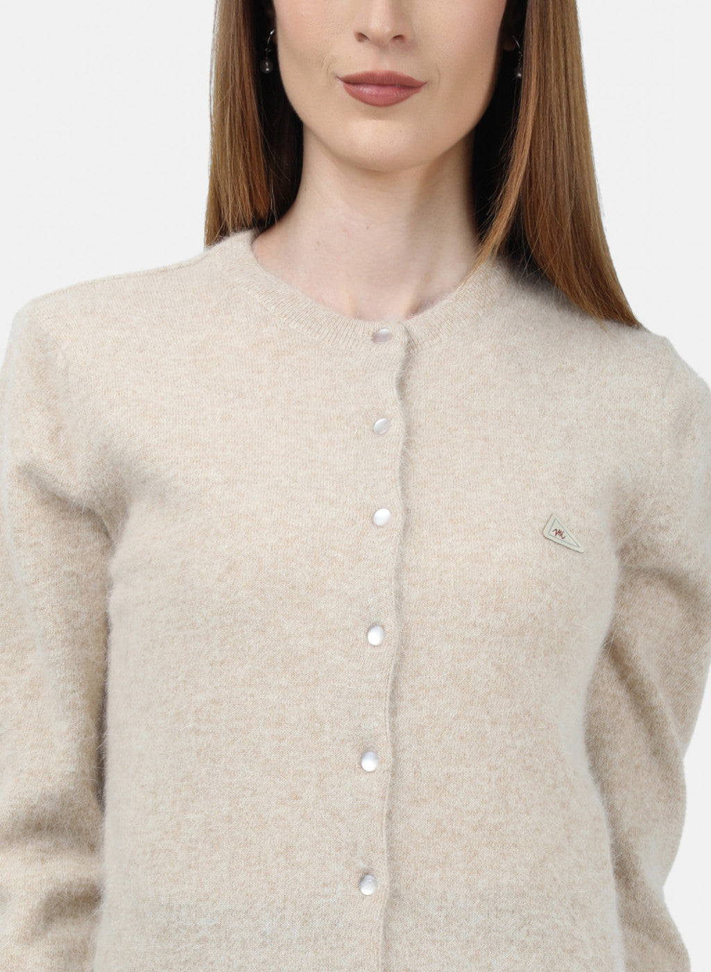 Women Beige Solid Cardigan