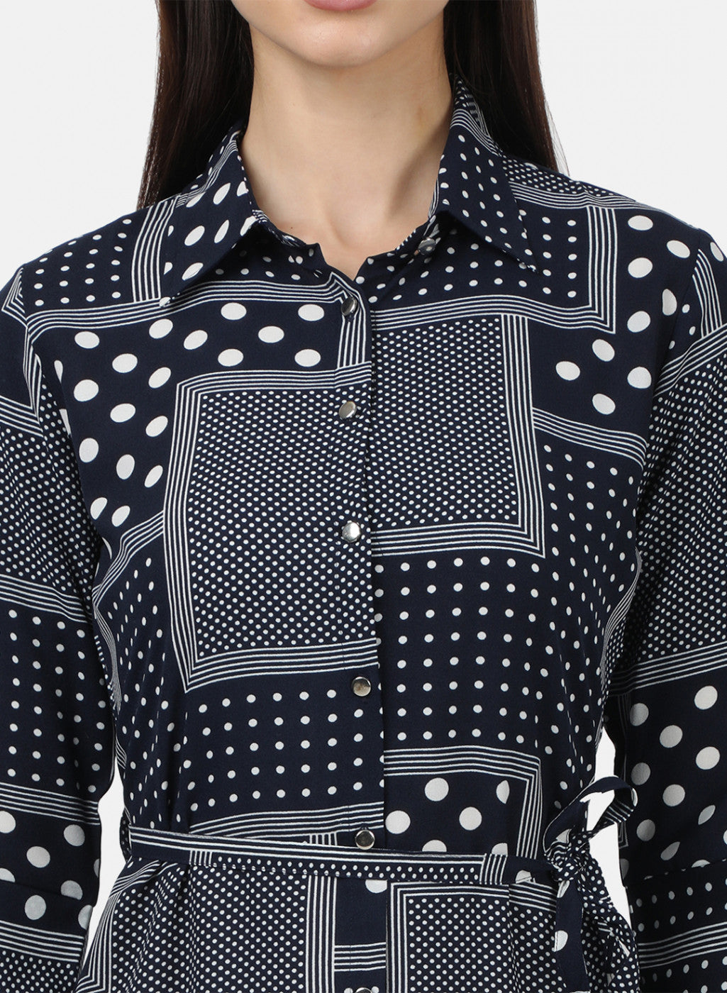 Womens Navy Blue Printed Tunics