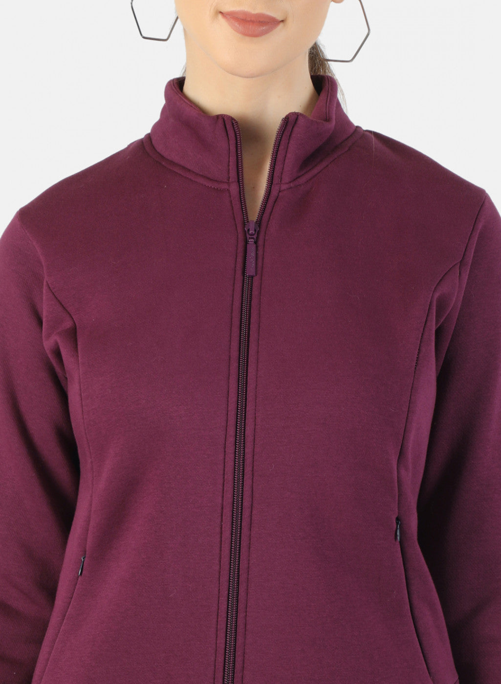 Women Purple Plain Sweatshirt