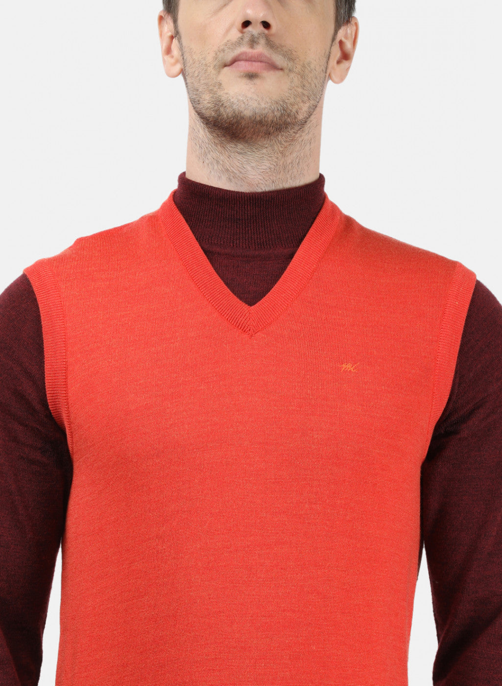 Men Orange Solid Sweater
