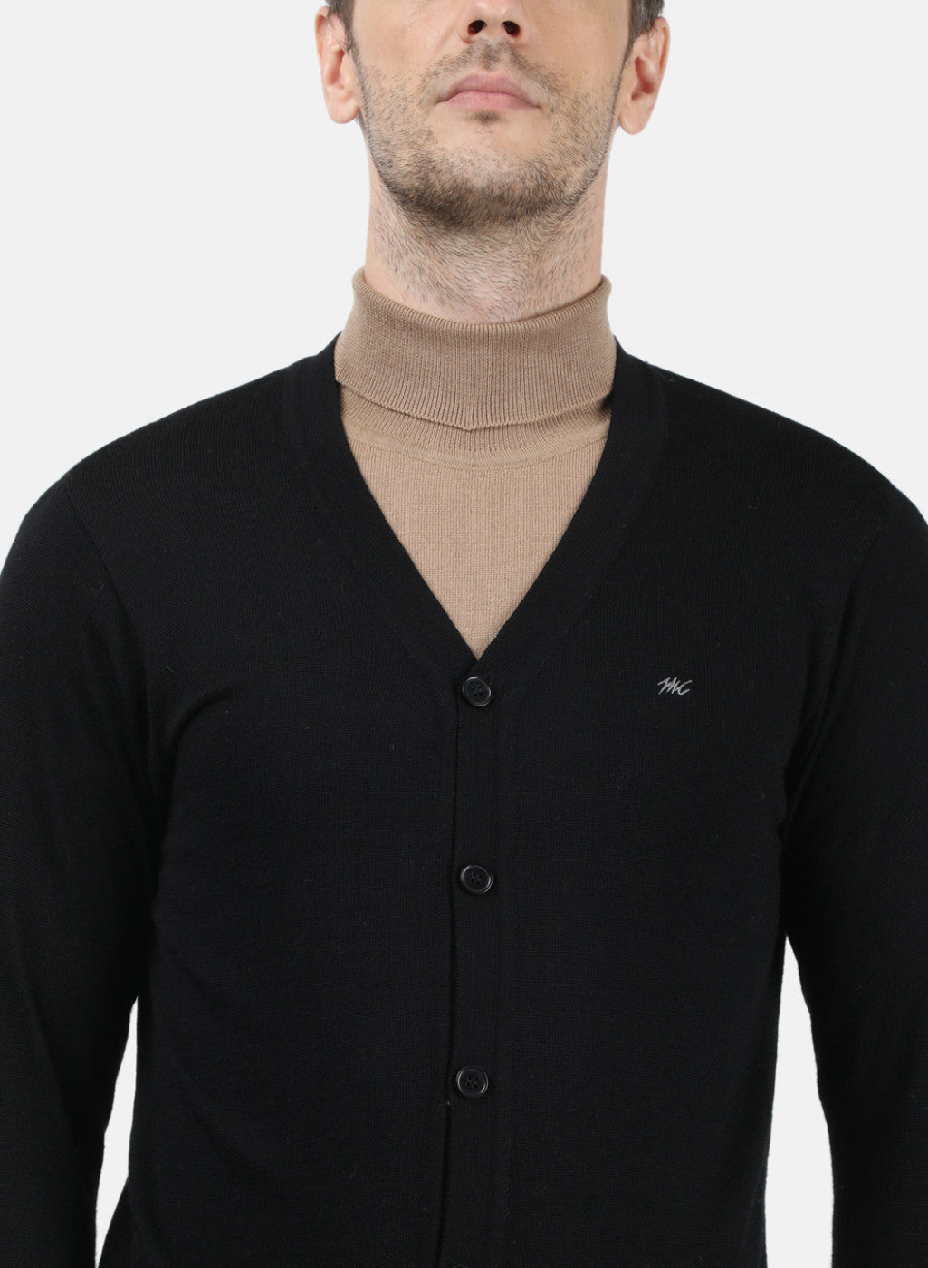 Men Black Solid Cardigan