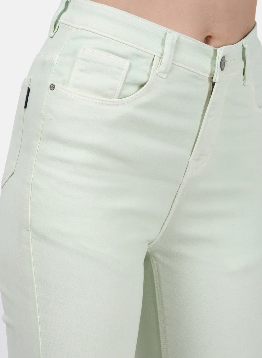 Womens Light Green Plain Denims