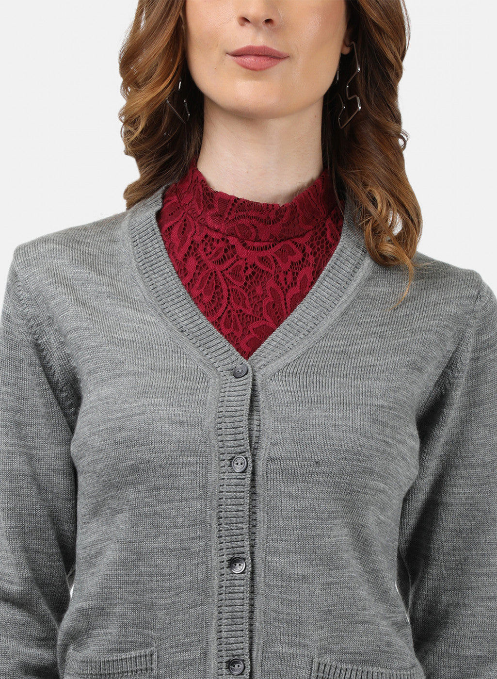 Women Grey Solid Cardigan