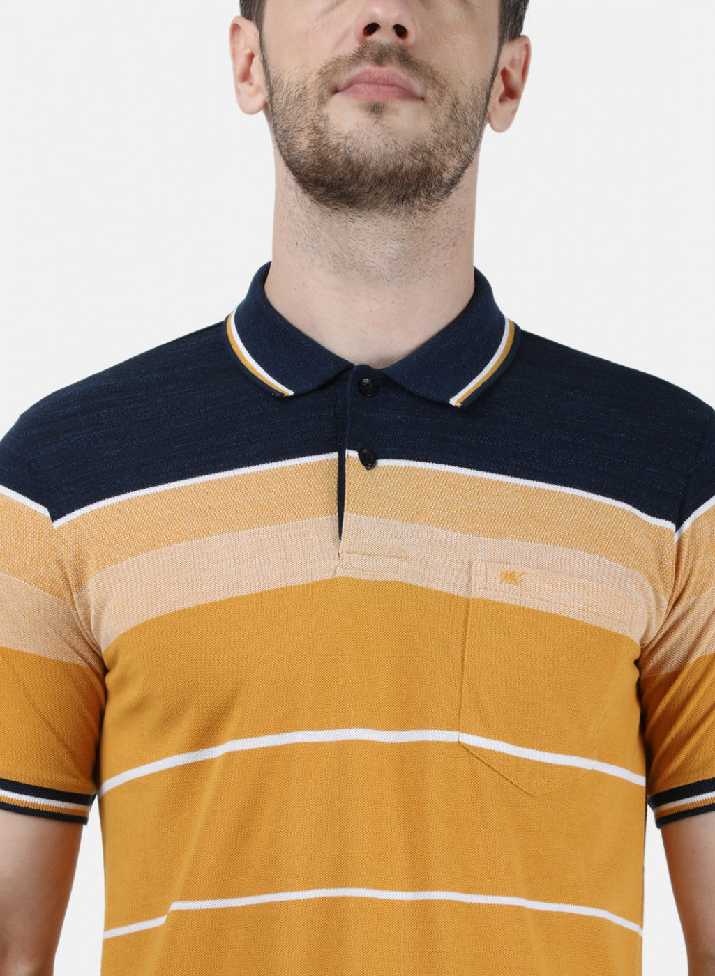 Mens Mustard Stripe Collar T-Shirts