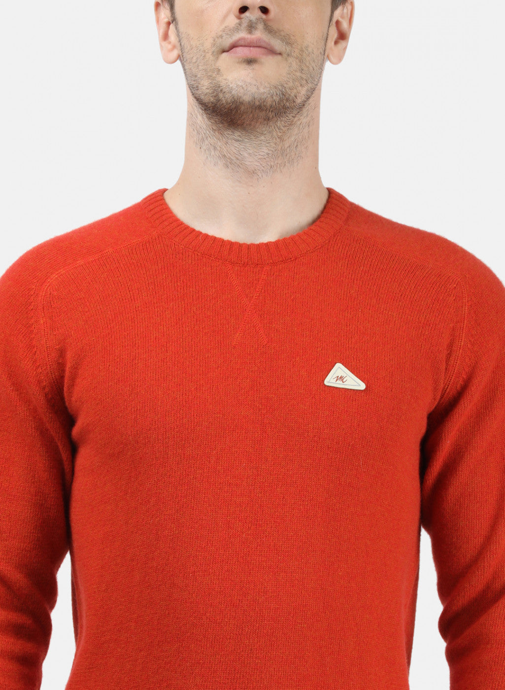 Men Orange Solid Pullover