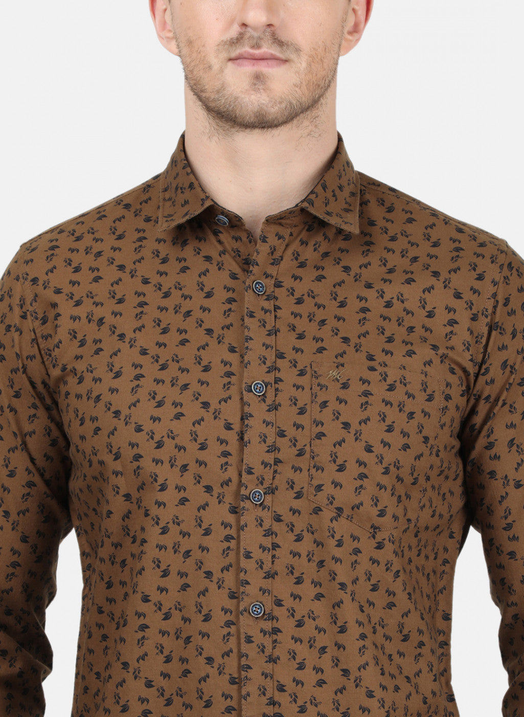 Mens Brown Printed Shirt