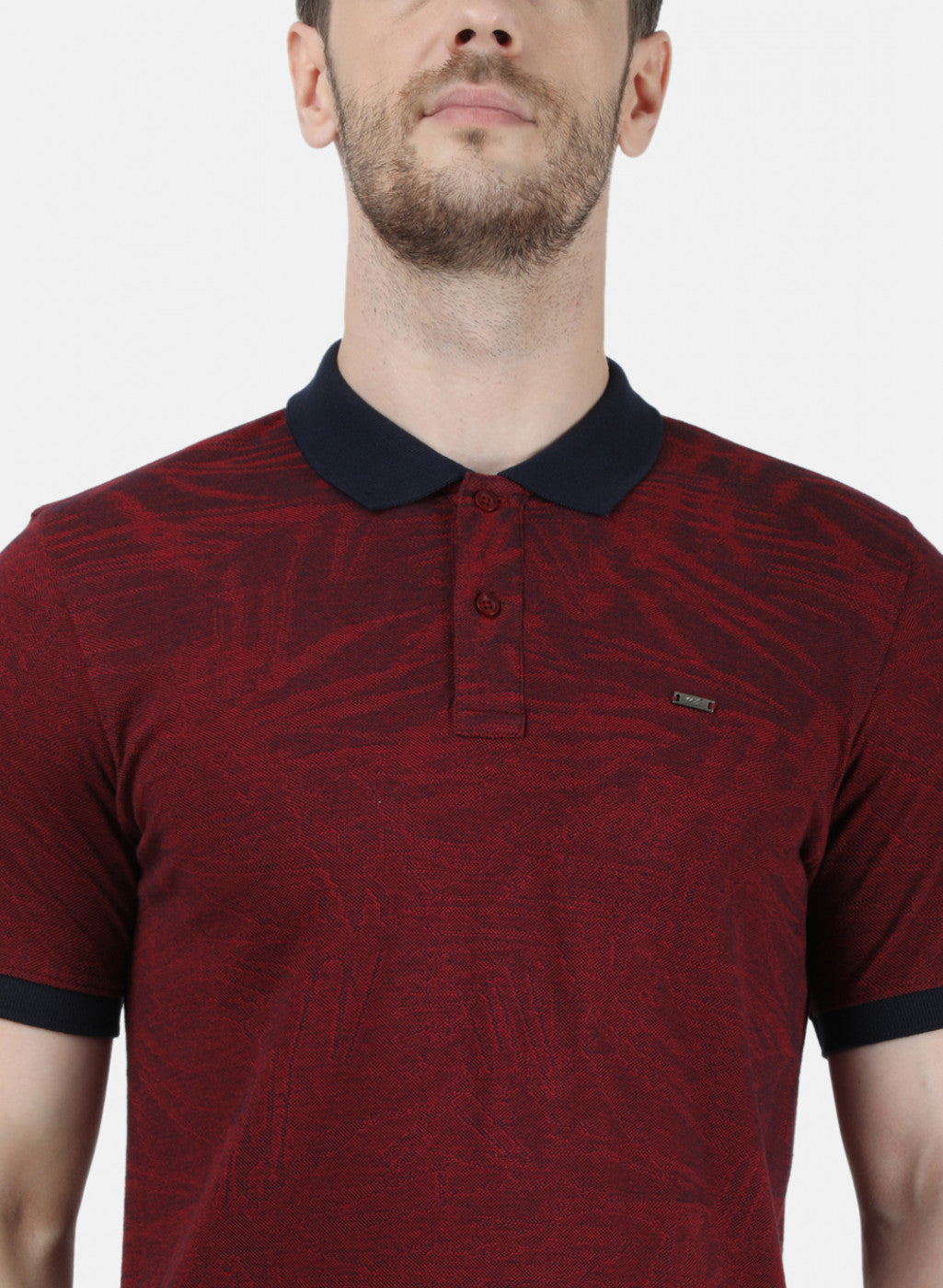 Mens Maroon Stripe Collar T-Shirts