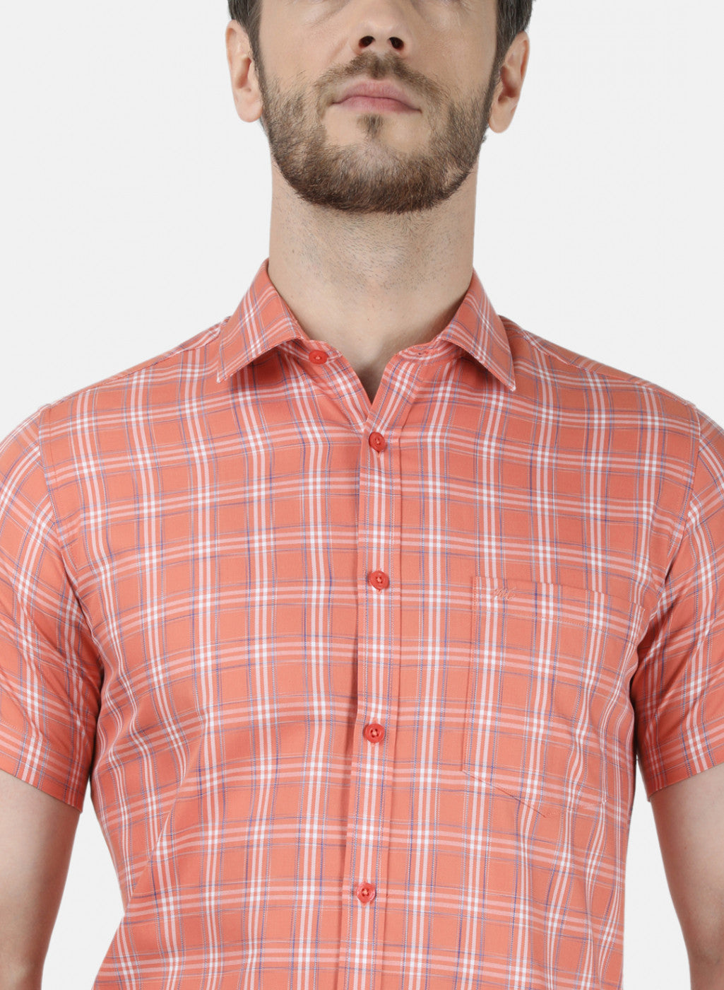 Mens Orange Check Shirt