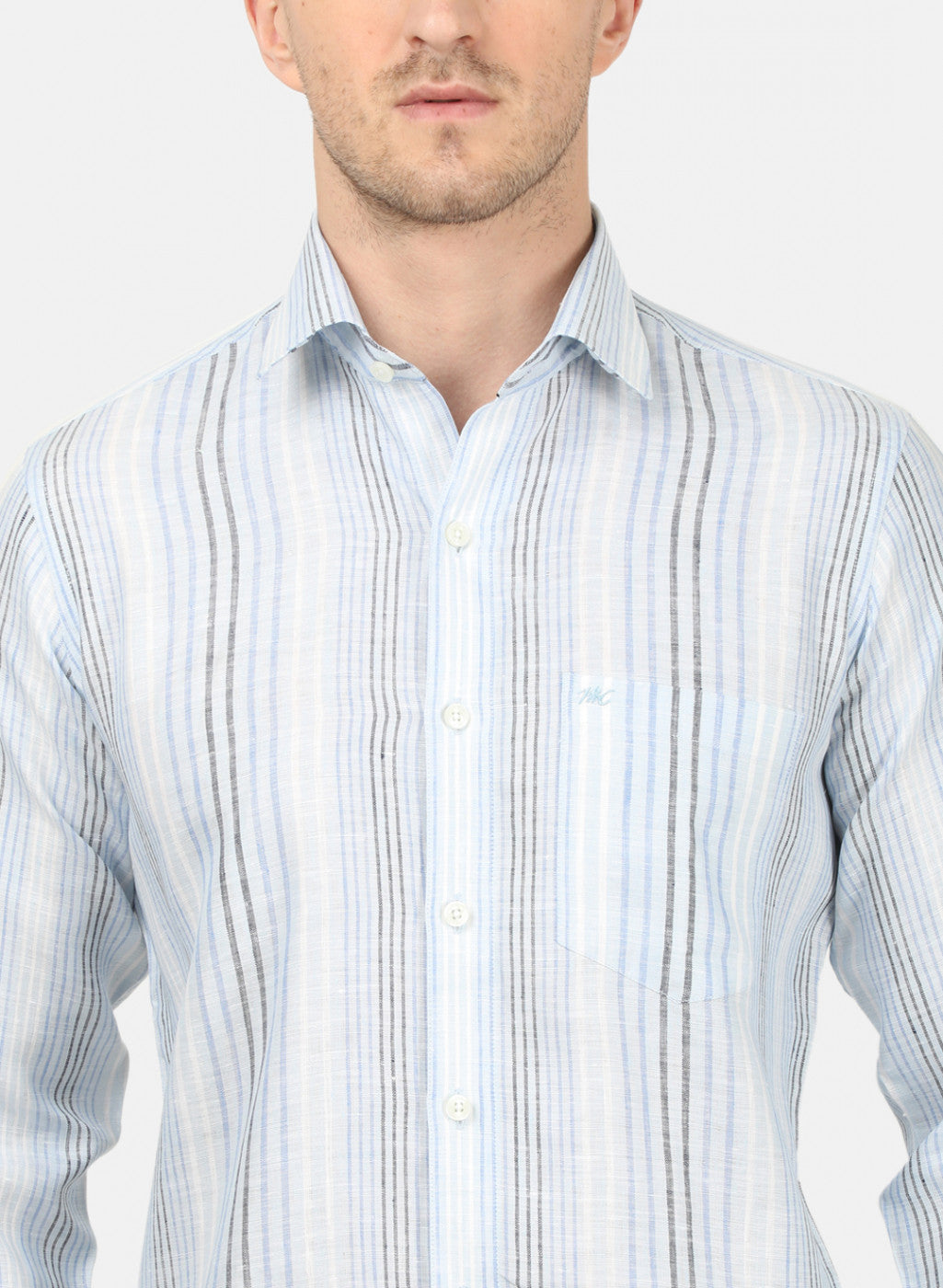 Mens Blue Stripe Linen Shirt
