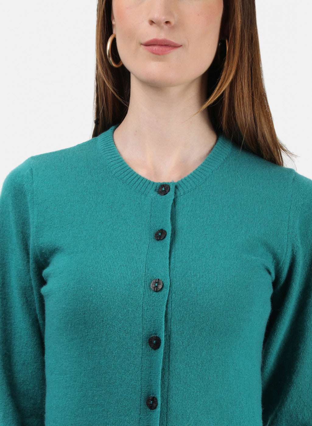 Women Sea Green Solid Cardigan