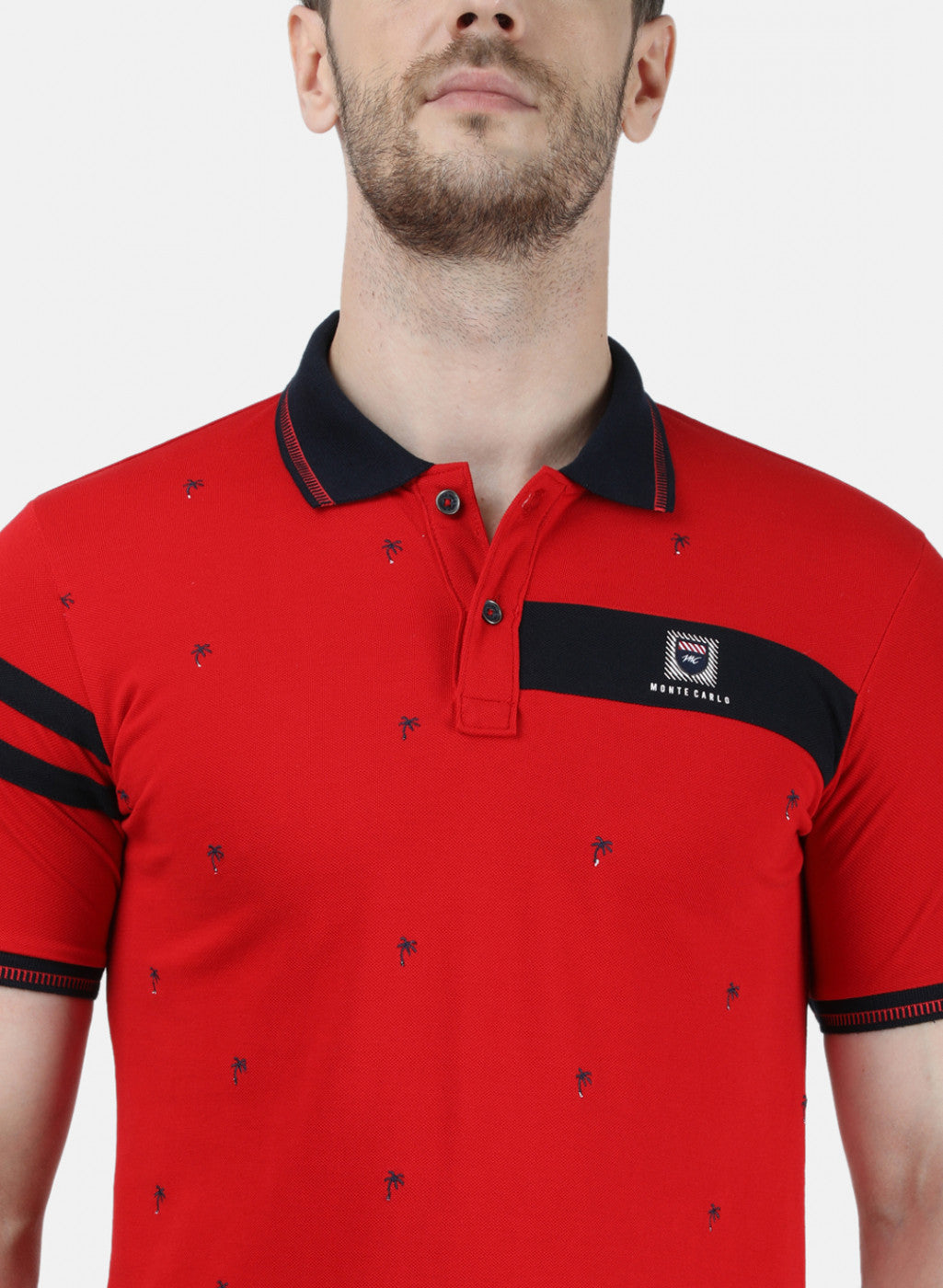 Mens Red Plain Collar T-Shirts