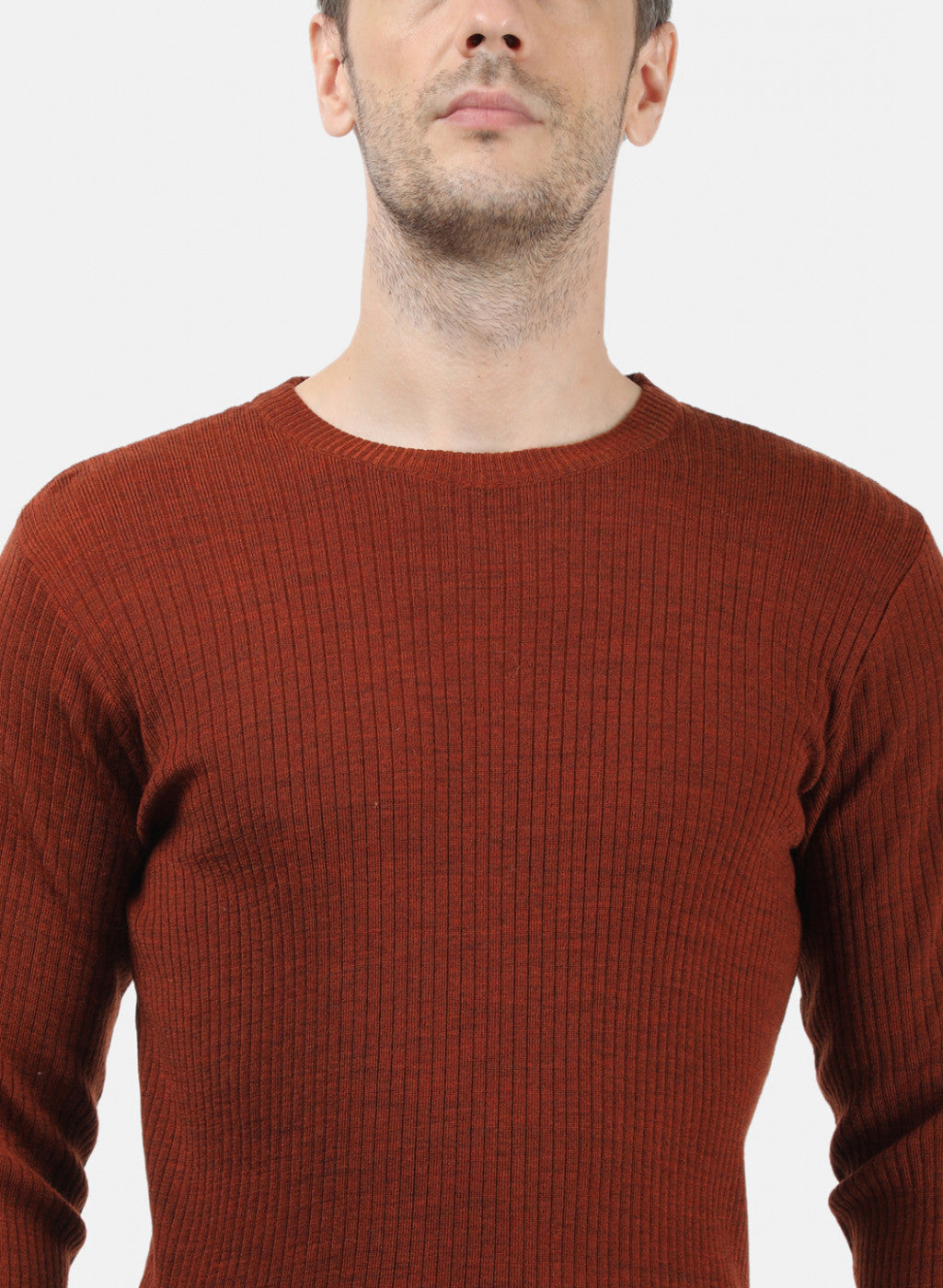 Men Brown Solid Pullover