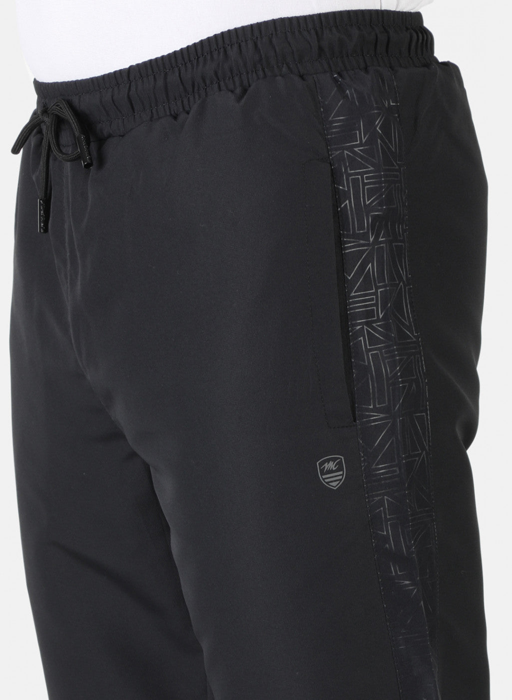 Men Black Self Design Tracksuit