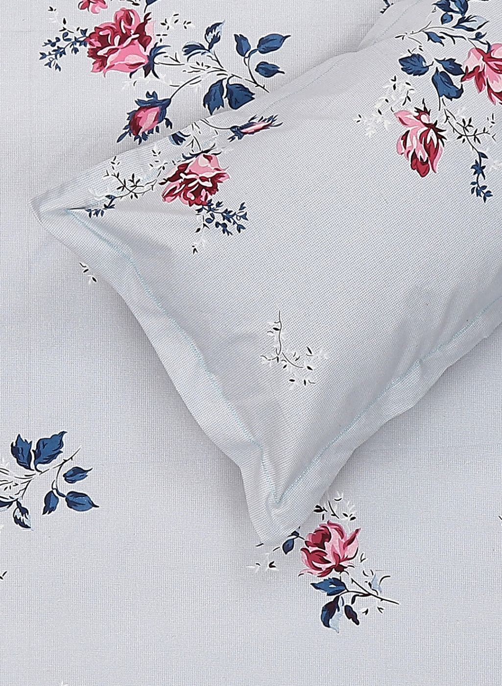 120TC Pure Cotton Queen Bedsheet with 2 Pillow Covers