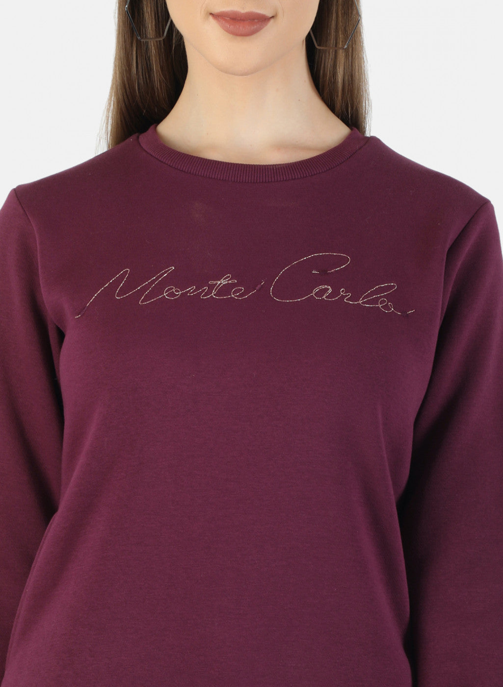 Women Purple Embroidered Sweatshirt