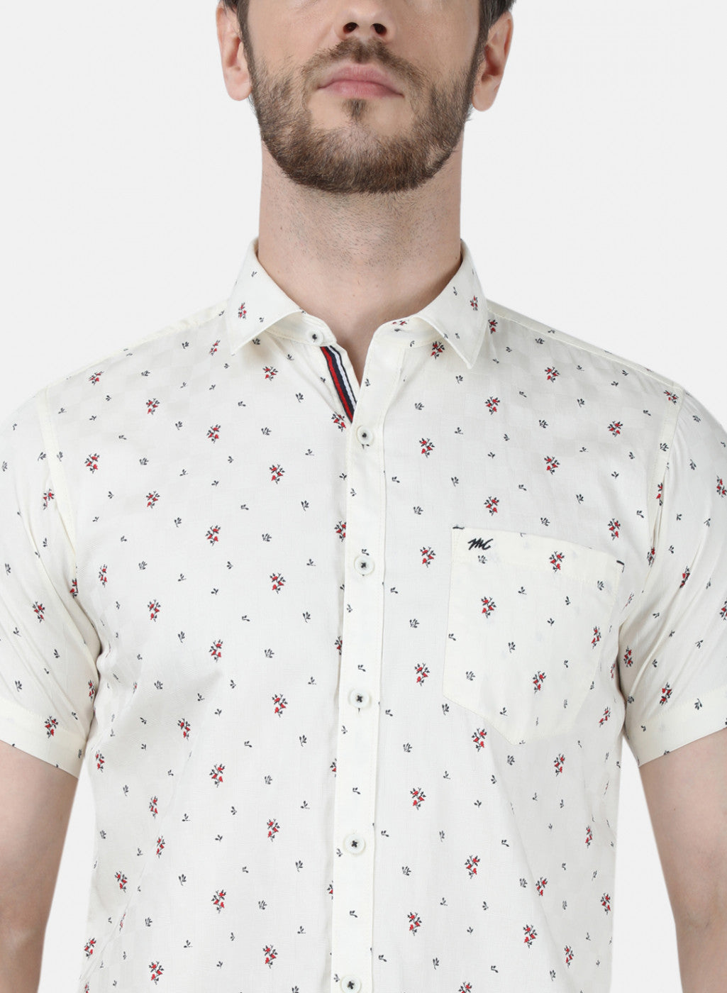 Mens Off White Printed Shirt