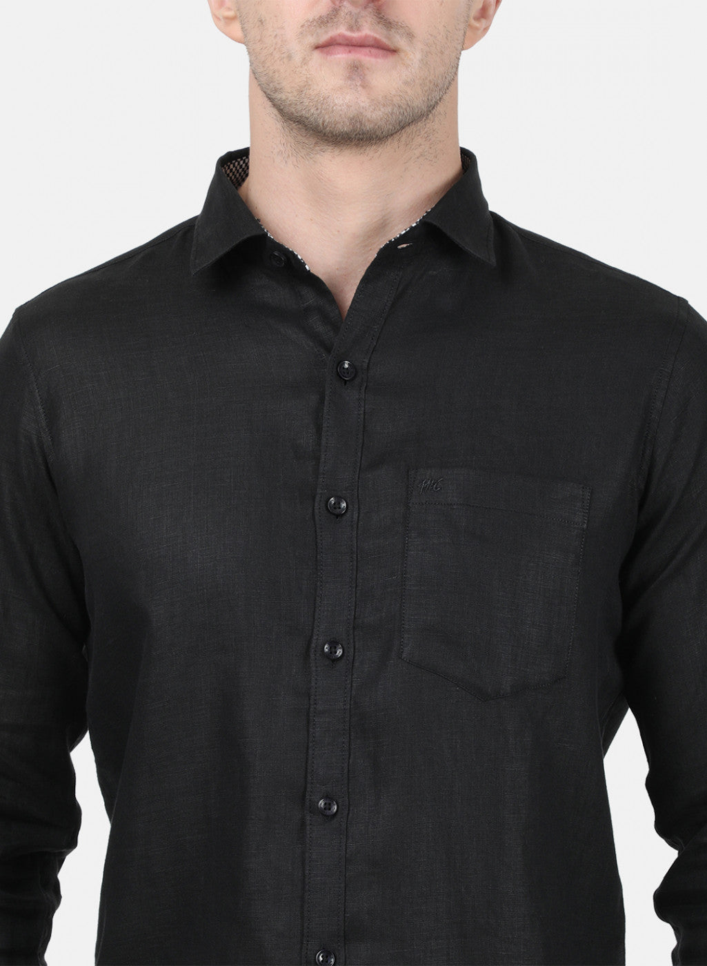 Mens Black Solid Shirt