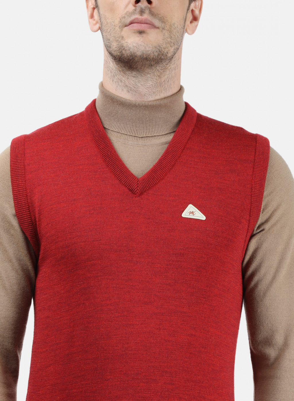 Men Red Solid Sweater
