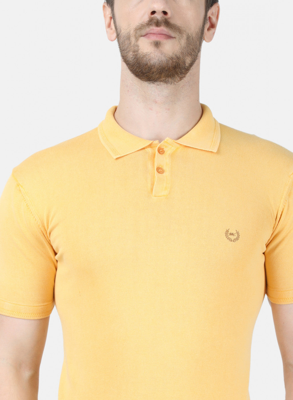 Mens Yellow Plain T-Shirt